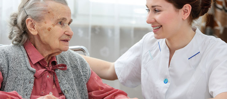 Visiting Angel Caregiver with Elderly Woman